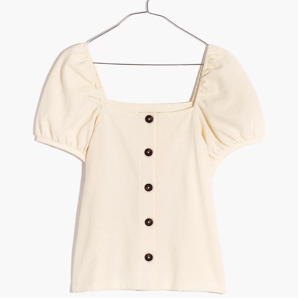 Madewell Jacquard square neck puff sleeve top
